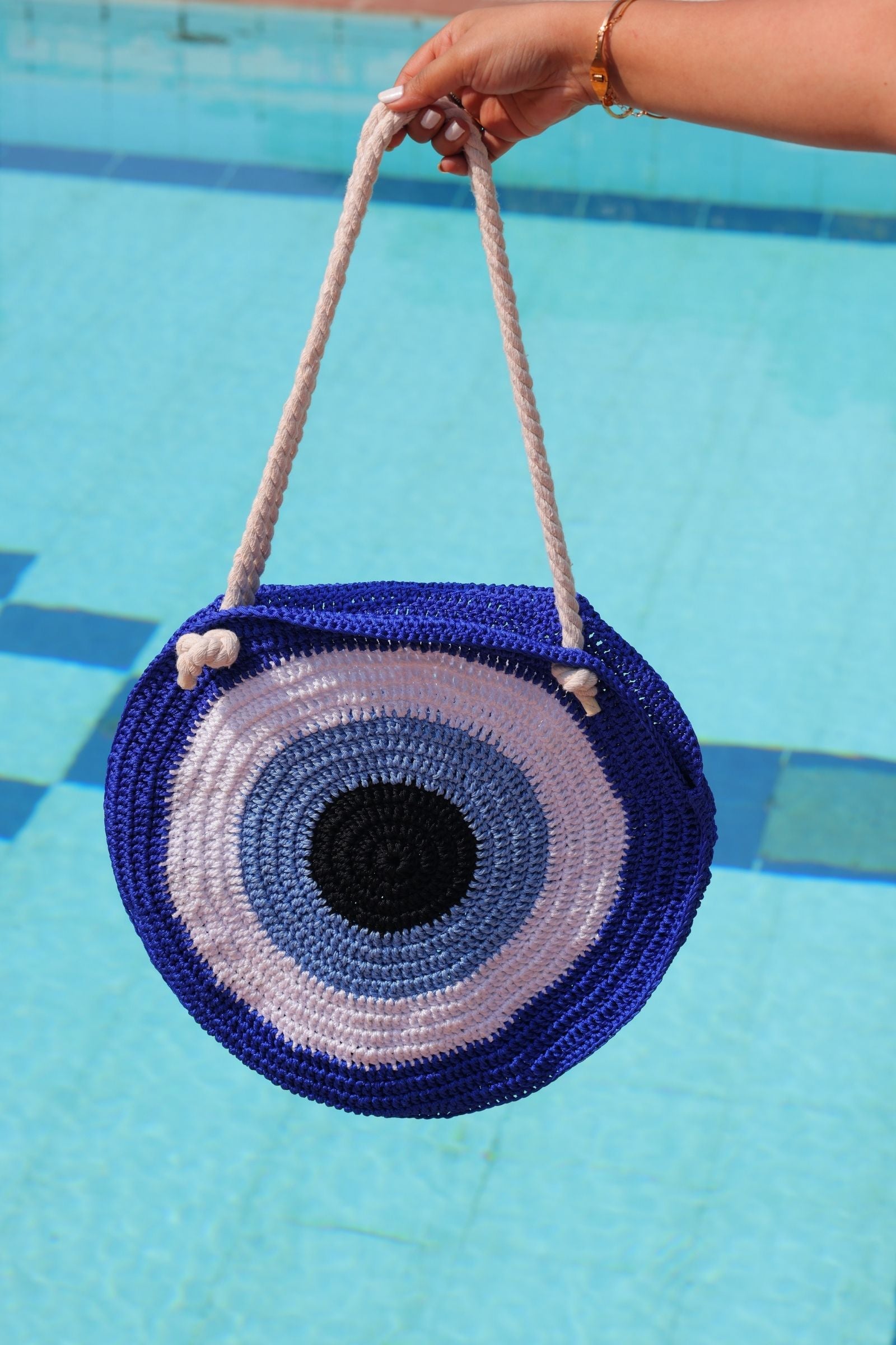 BEACH EVIL EYE CROCHET BAG